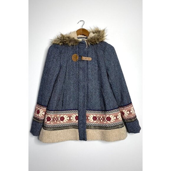 ELEVENSES Northerner Swing Coat Faux Fur Collar size XS - Picture 1 of 8